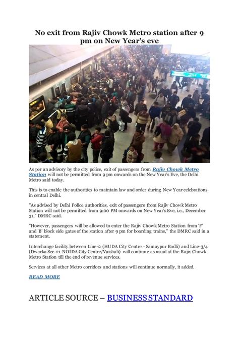 No exit from rajiv chowk metro station after 9 pm on new year's eve by noorarora377 - Issuu