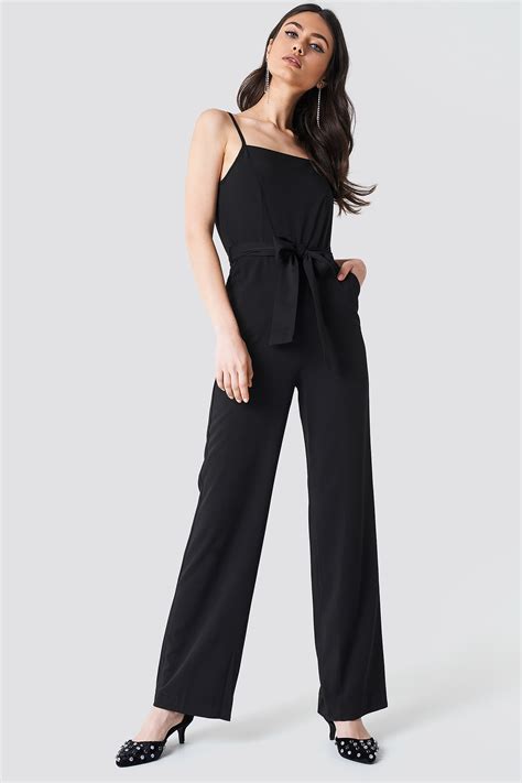 Spaghetti Strap Jumpsuit Black | na-kd.com