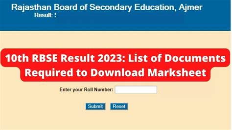 10th RBSE Result 2023 OUT: List of Documents Required to Check BSER ...