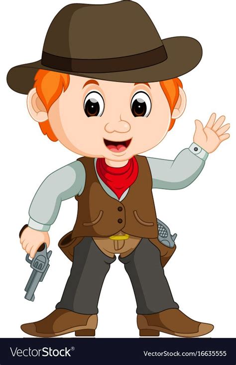 Funny cartoon cowboy Royalty Free Vector Image | Cartoon, Funny cartoon ...