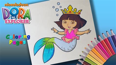 Dora the Explorer Coloring Book Mermaid Dora Coloring pages for children - YouTube