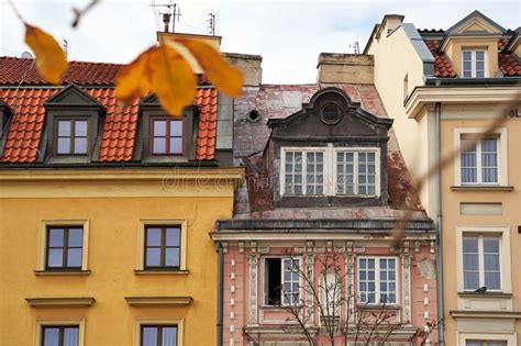 Beautiful Old Houses in Warsaw, Poland. Architecture Details. Stock ...