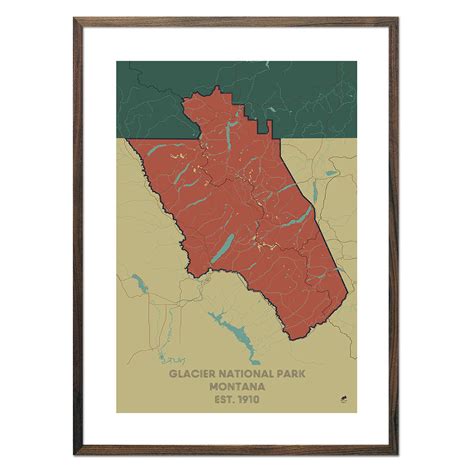 Glacier National Park Poster | National Park Map | Muir Way