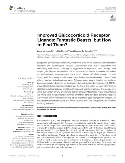 (PDF) Improved Glucocorticoid Receptor Ligands: Fantastic Beasts, but How to Find Them?