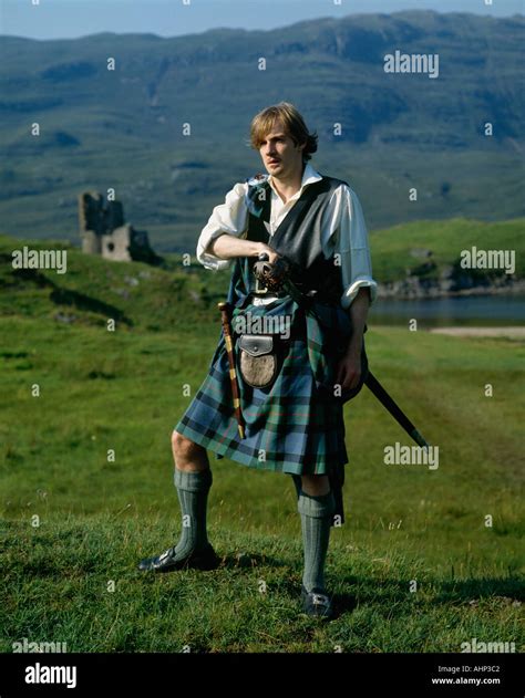 Highlander Ardvreck Castle Highlands Scotland Stock Photo: 2696129 - Alamy