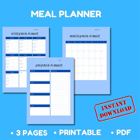 Weekly Meal Planner Printable Template Meal Prep Planner - Etsy