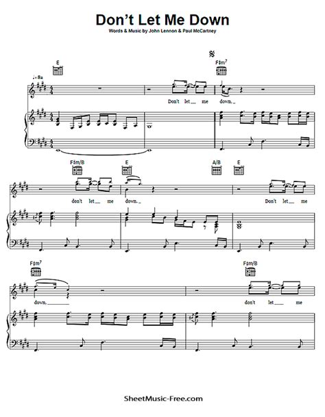 Don't Let Me Down Sheet Music Beatles - ♪ SHEETMUSIC-FREE.COM