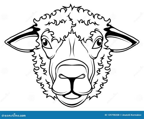 Sheep Vector Drawing, Sheep Head Drawing Sketch, Sheep in Black and ...