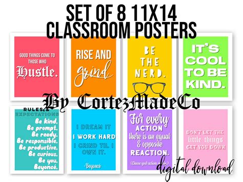 Middle High School Classroom Posters Digital Download - Etsy Australia