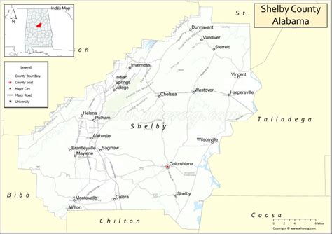 Map of Shelby County, Alabama - Where is Located, Cities, Population, County Facts