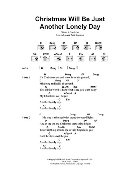 Brenda Lee "Christmas Will Be Just Another Lonely Day" Sheet Music ...