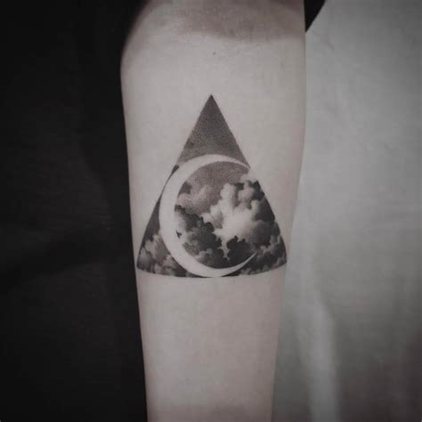 Crescent moon and clouds tattoo - Tattoogrid.net