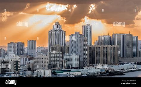 Ajman city skyline from Corniche area Stock Photo - Alamy