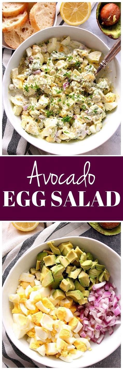 Avocado Egg Salad Recipe - lighter egg salad with avocado, red onion and creamy dressing without ...