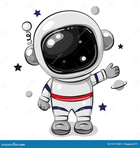 Cartoon Astronaut Isolated on a White Background Stock Vector ...