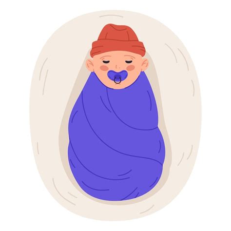 Premium Vector | Swaddled newborn baby sleeping little boy with pacifier funny toddler kid with ...