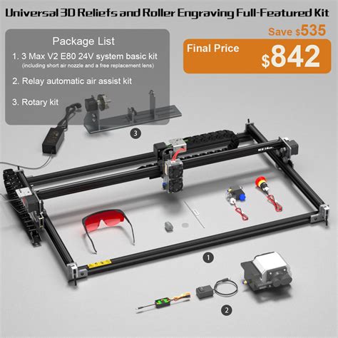 NEJE 3 Max V2 DIY Laser Engraver and Cutter, CNC Desktop Laser Engravi ...