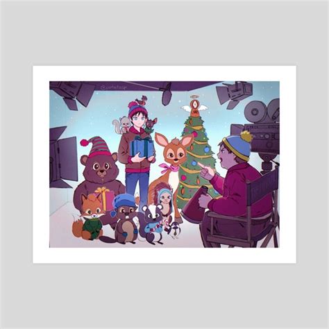 woodland critter christmas, an art print by potato sp - INPRNT