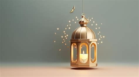 Premium AI Image | A lantern with a candle and the moon on the background.