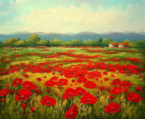 Unknown Artist Poppy field painting | framed paintings for sale