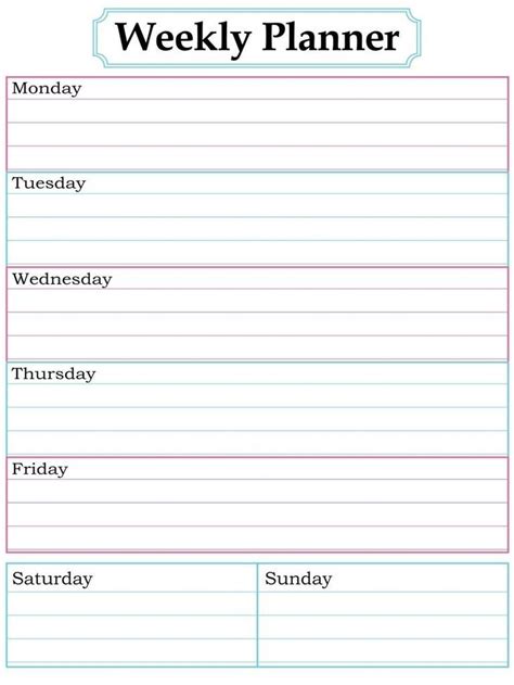 The Free Blank Calendar For One Week Printable | Weekly planner free, Free printable weekly ...