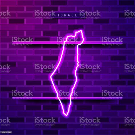Israel Map Glowing Purple Neon Lamp Sign Stock Illustration - Download Image Now - Border ...