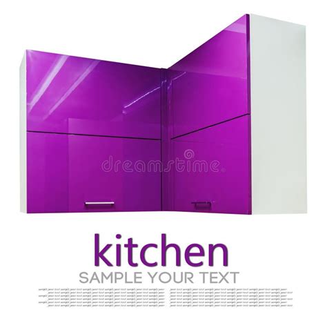 Kitchen Cabinet with Chipboard Shelves with Closed Doors Purple Stock Photo - Image of dining ...