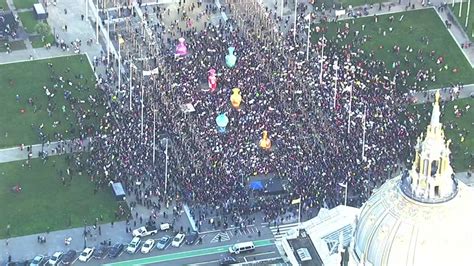 Protesters gather in San Francisco to demonstrate against President Donald Trump's policies ...