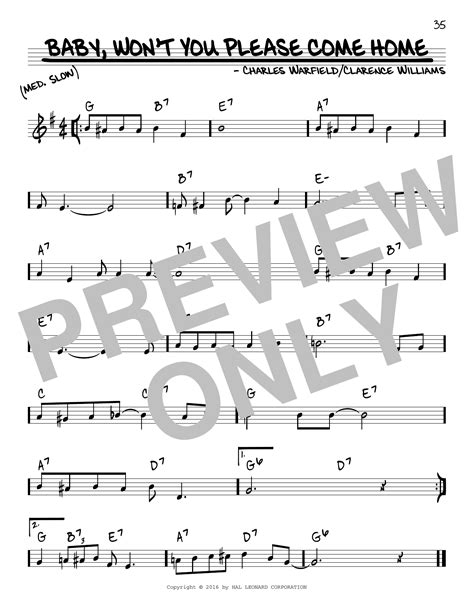 Baby, Won't You Please Come Home by Bessie Smith Sheet Music for Real Book – Melody & Chords at ...