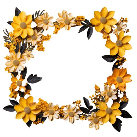 Yellow Flower Frame, Design, Frame, Flower PNG Transparent Image and Clipart for Free Download