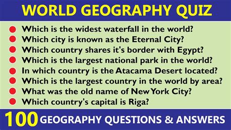 100 World Geography Questions & Answer | Geography General Knowledge Quiz For Students - YouTube