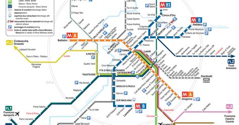 Map of Rome subway, underground & tube (metropolitana): stations & lines