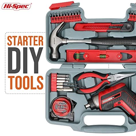 Hi-Spec 35pc Red tool kit with 3.6V USB Electric Screwdriver and drill ...