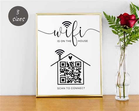 "Wifi Sign QR Code Printable, Editable Airbnb Wifi Sign Canva Template ...