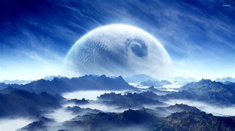 Planet in the sky above the mountains wallpaper - Artistic wallpapers ...