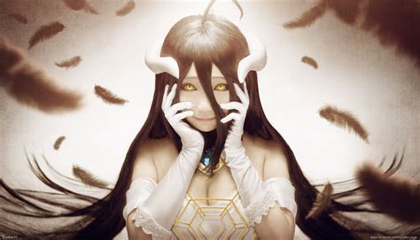 Baggrunde : cosplay, horn, albedo OverLord, sort hår, handsker, Overlord anime 1569x900 ...