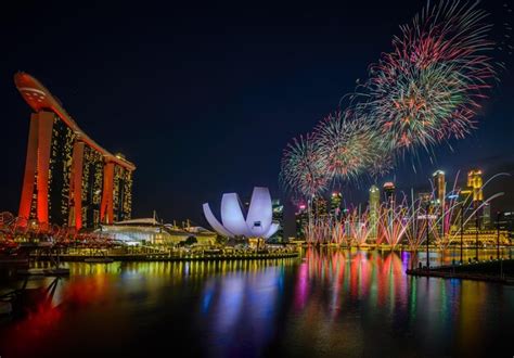 Premium Photo | Pre fireworks performance for national day sg 54 helix ...