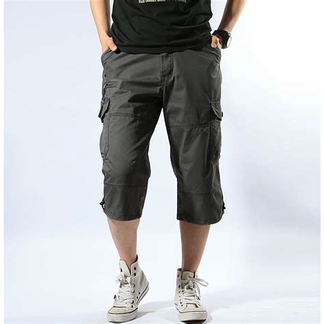 2017 Summer Men Baggy Multi Pocket Shorts Male Long Army Green Tactical Short Plus Size Military ...