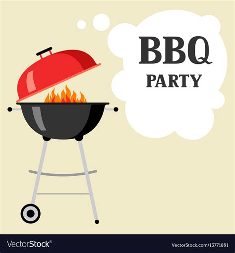 Bbq party background with grill and fire Vector Image