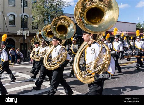 Buchholz High School marching band tuba section marching in the University of Florida 2013 ...