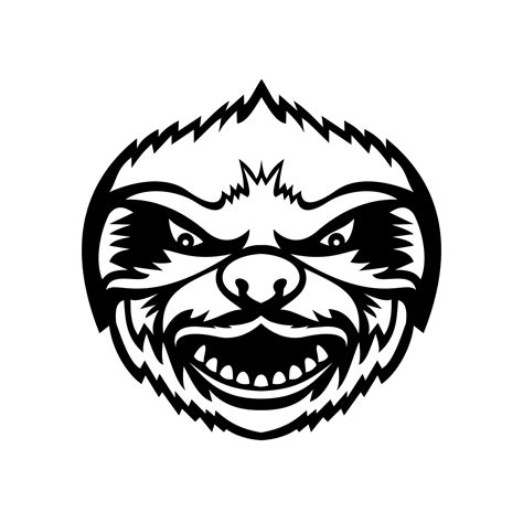 Head of Angry Sloth Front View Mascot Retro Black and White 1918076 Vector Art at Vecteezy