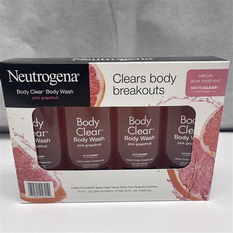 4 Bottles Neutrogena 8.5 Oz Body Clear Pink Grapefruit Body Wash Exp 8/ ...