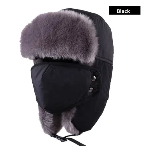 Unisex Winter Hiking Hats Windproof Hunting Outdoor Bomber Hats Thicken Balaclava Cotton Fur ...