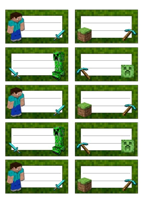 Notebook Labels Stickers Boys Minecraft Template | PosterMyWall