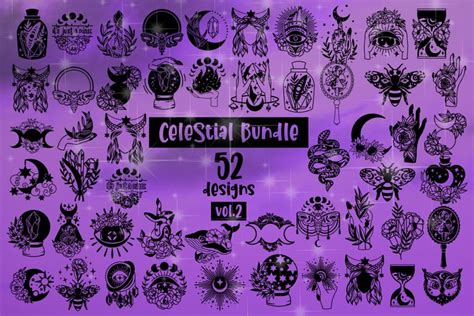 Celestial Svg Bundle of 52 designs vol. 2 Witchy Celestial