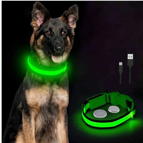 Led Glowing Dog Collar Luminous Collar Adjustable Night Light Harness ...