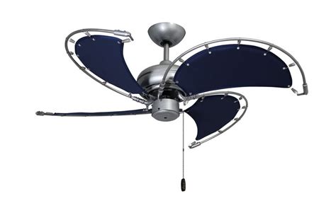 Voyage 40 in. Indoor/Outdoor Satin Steel Ceiling Fan with Blue Fabric Blades | Dan's Fan City ...