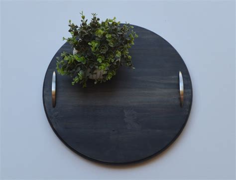 Custom Round Wooden Serving Tray With Handles - Etsy