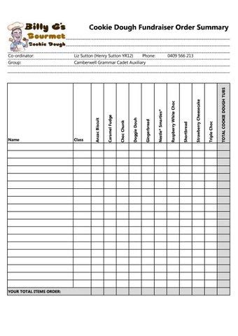 Cookie Dough Order Form by Camberwell Grammar School - Issuu