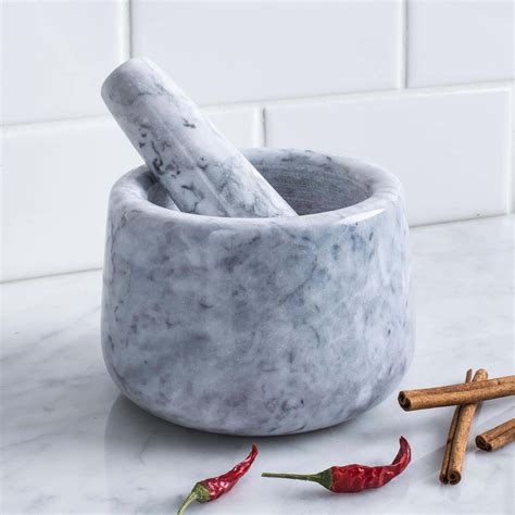 KSP Crush 'Marble' Mortar and Pestle - Large (White) | Kitchen Stuff Plus